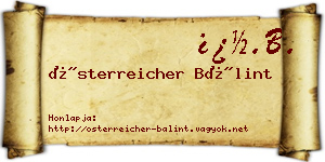 Österreicher Bálint névjegykártya
